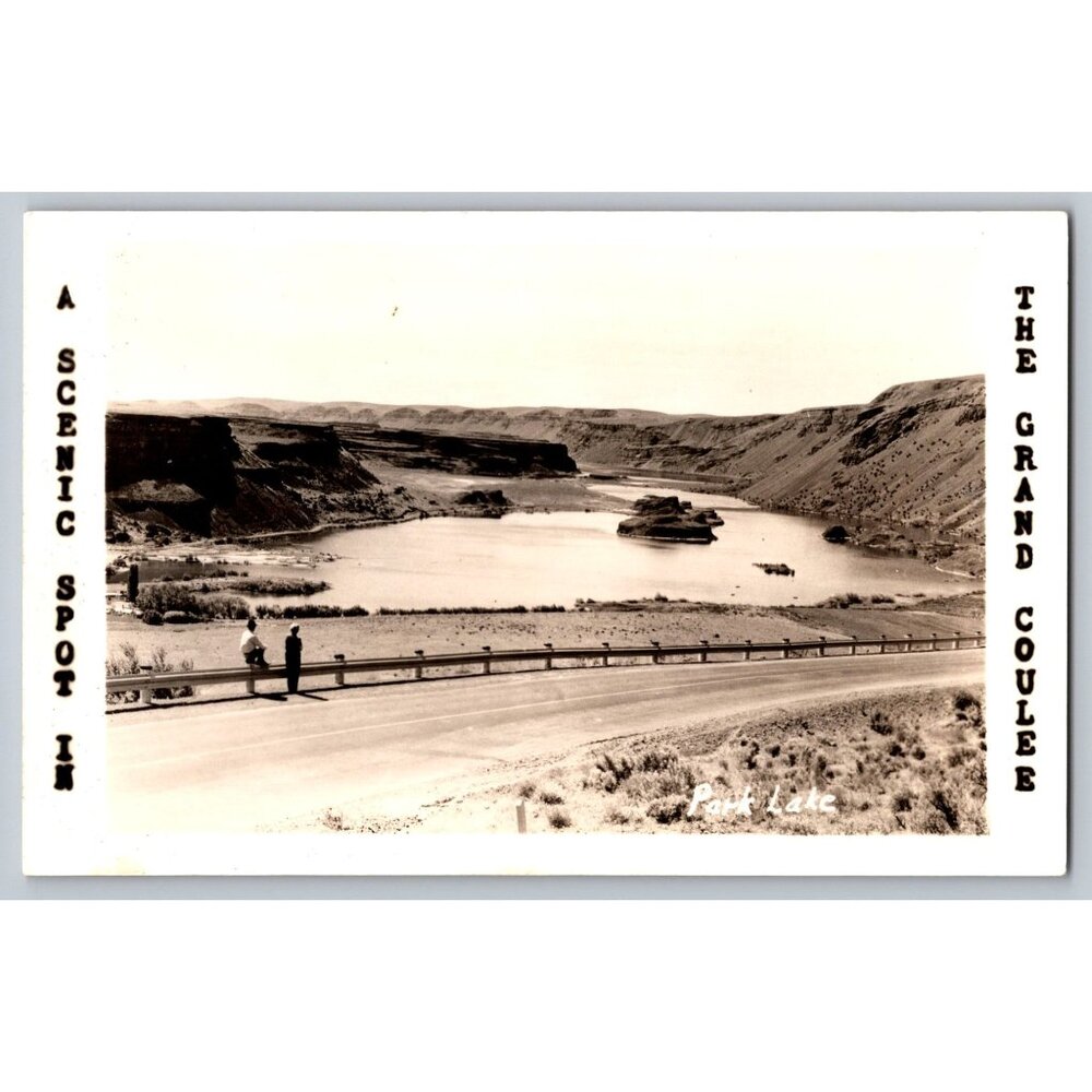 Vintage Postcard A Scenic Spot The Grand Coulee Featuring Park Lake RPPC #1551